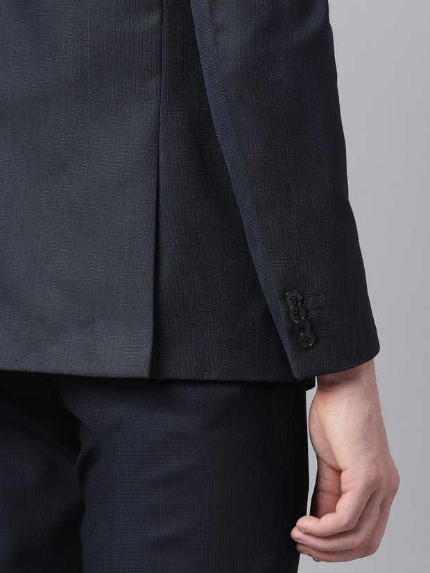 Men Navy Regular Fit Solid Formal Blazer