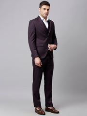 Men Wine 3 Piece Solid Formal Suit