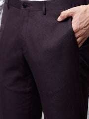 Men Wine 3 Piece Solid Formal Suit
