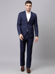 Men Blue 2 Piece Solid Formal Suit