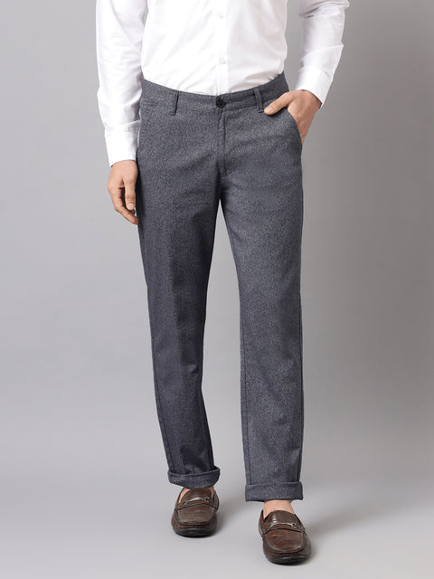 Men Grey Slim Fit Mid Rise Casual Trouser