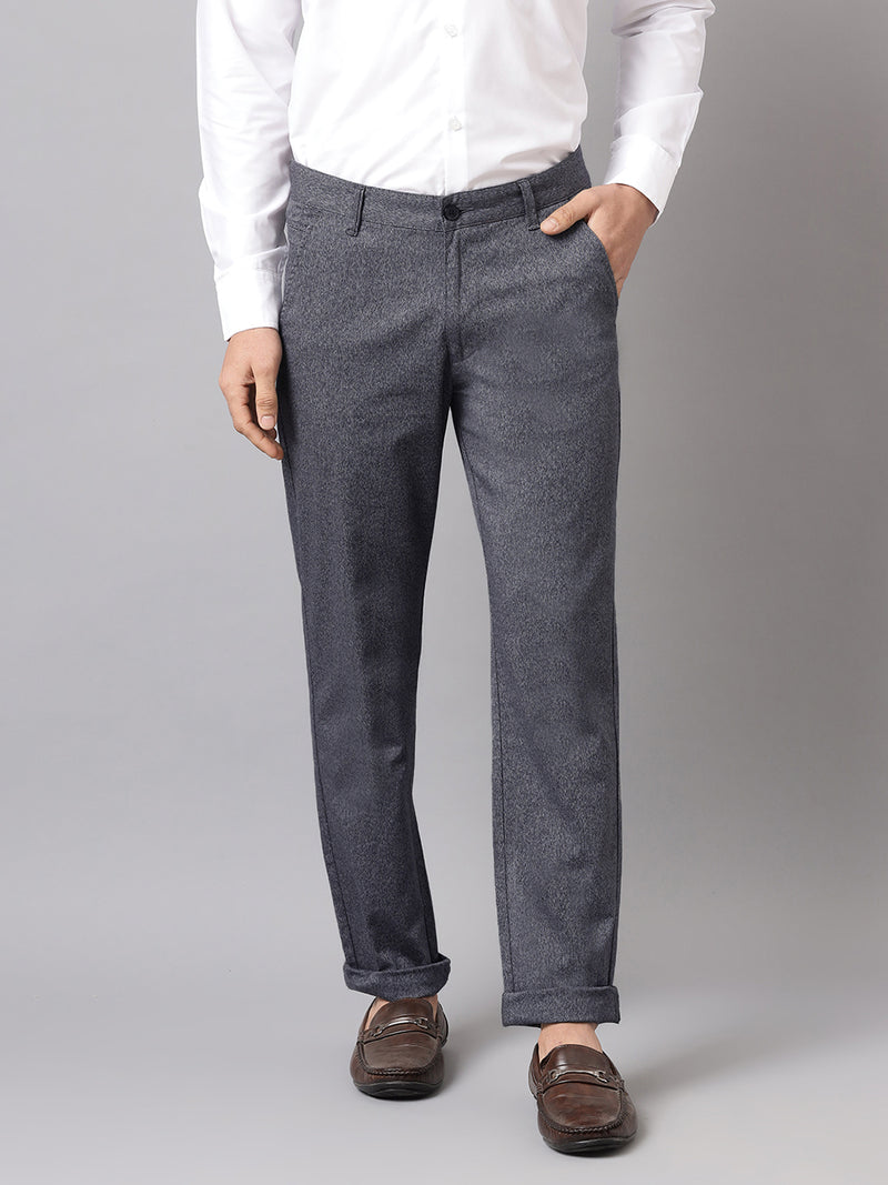 Men Grey Slim Fit Mid Rise Casual Trouser