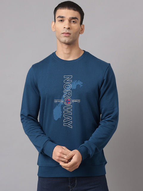 Men Navy Regular Fit Crew Neck Sweat Shirt