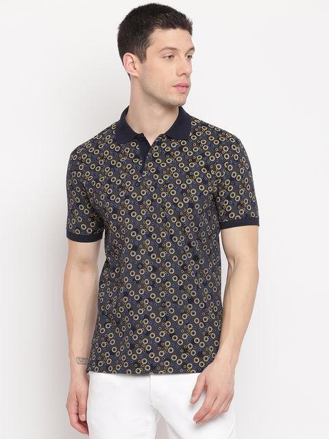 Navy Regular Fit Polo Neck T-Shirt
