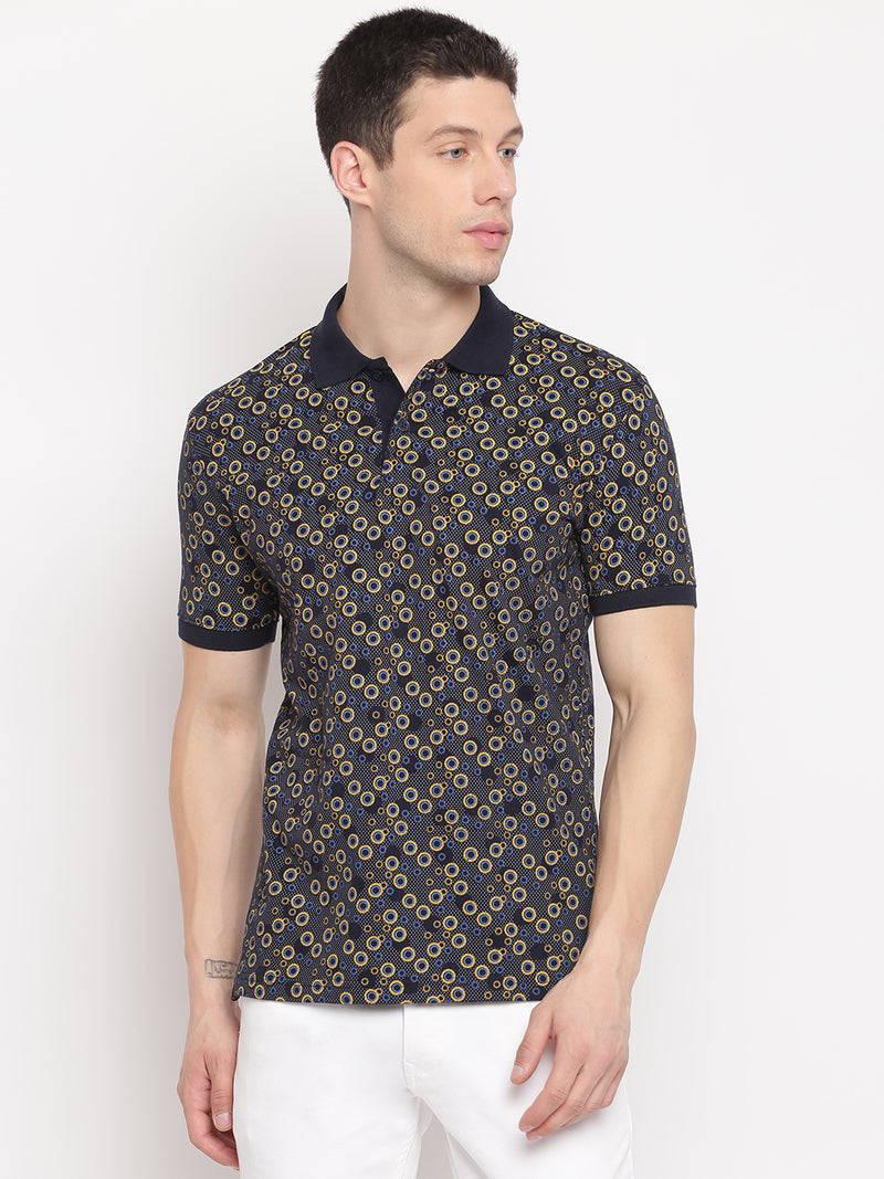 Navy Regular Fit Polo Neck T-Shirt