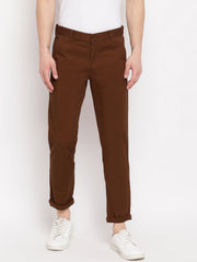 Men Brown Casual Slim Fit Trouser