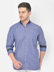 Men Blue Slim Fit Printed Casual Shirt