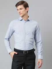 Men Sky Blue Regular Fit Solid Formal Shirt