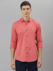 Men Pink Slim Fit Printed Casual Shirt