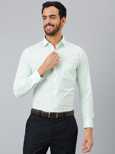 Men Light Green Regular Fit Solid Formal Shirt