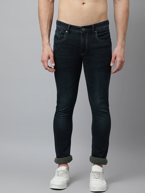 Men Dark Green Slim Fit Mid Rise Clean Look Strechable Jeans