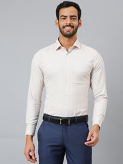 Men Beige Regular Fit Solid Formal Shirt