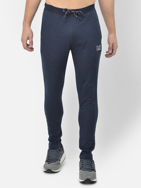 Men Blue Slim Fit Mid Rise Solid Lower