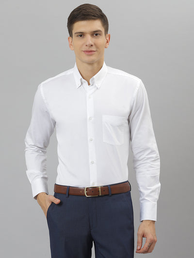 Men White Regular Fit Solid Formal Shirt