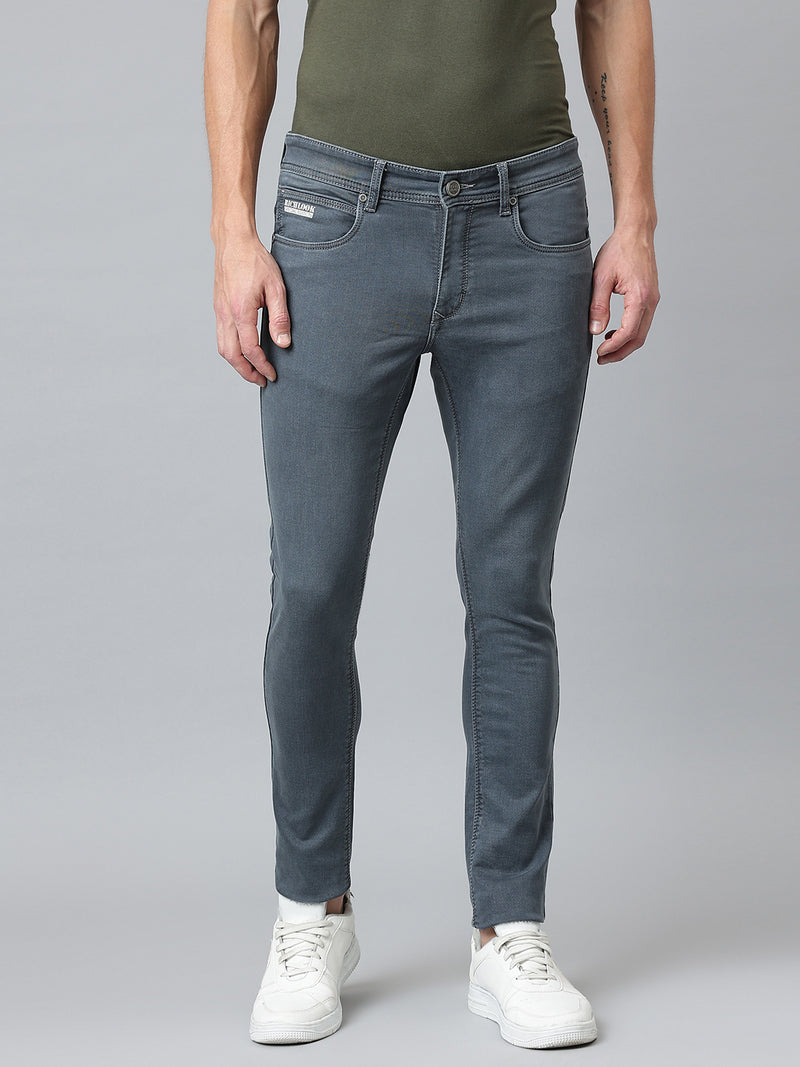 Men Dark Grey Slim Fit Mid Rise Clean Look Streachable Jeans