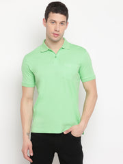 Lime Green Regular Fit Polo Neck T-Shirt