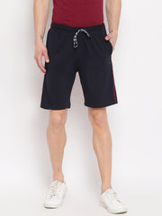 Men Navy Regular Fit Side Pkt Solid Shorts