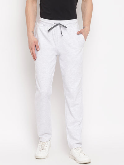 Men Light Grey Regular Fit Mid Rise Solid Lower