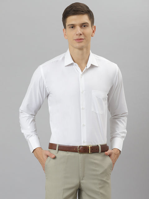 Men White Regular Fit Solid Formal Shirt