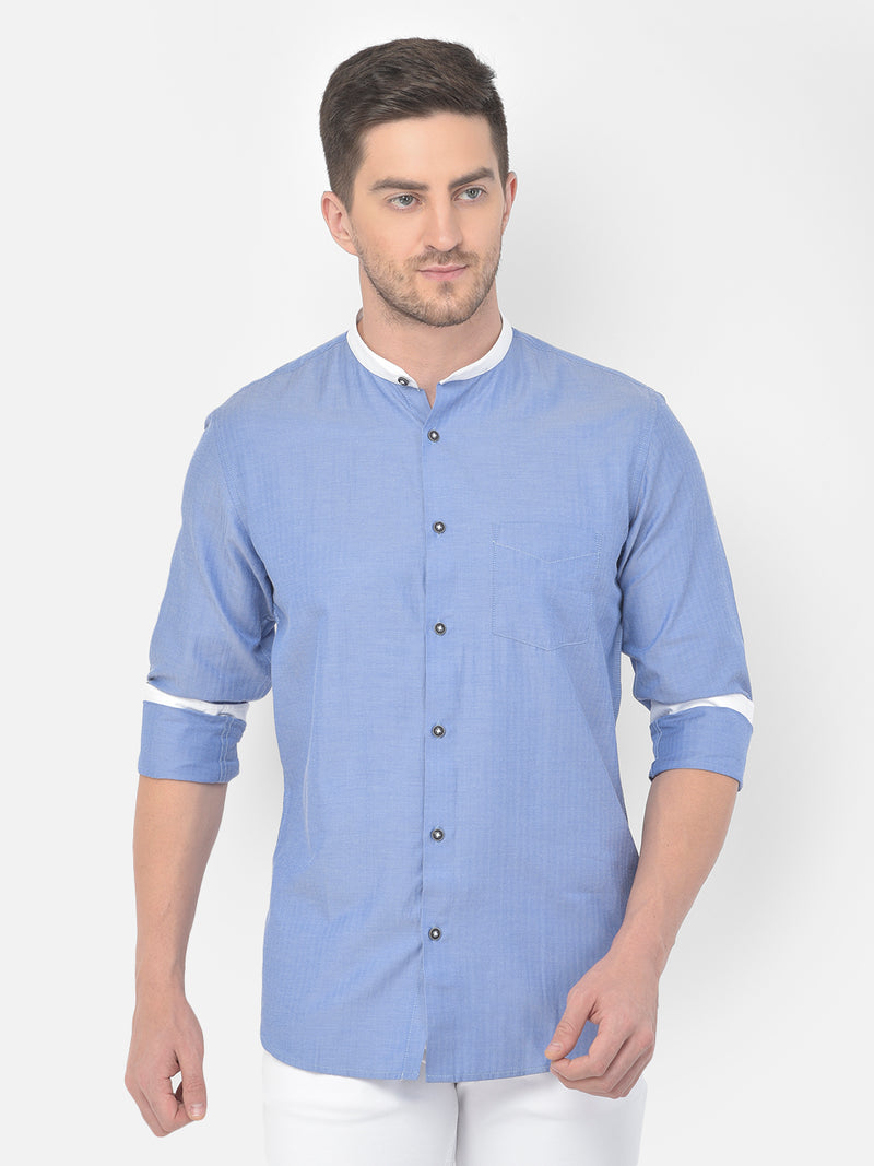 Men Blue Slim Fit Printed Casual Shirt