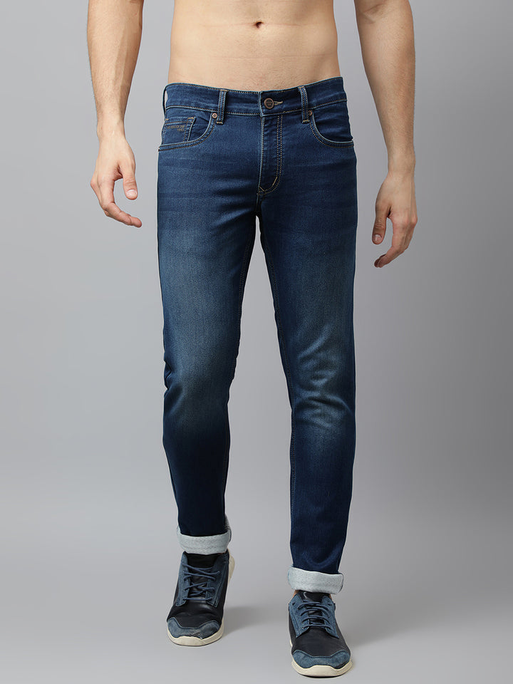 Men Tint Blue Slim Fit Mid Rise Clean Look Stretchable Jeans