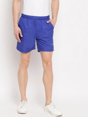 Men Royal Blue Regular Fit Side Pkt Solid Shorts