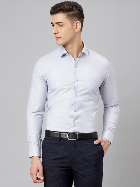 Men Grey Regular Fit Solid Formal Shirt