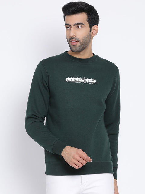 Men Hunter Green Regular Fit Crew Neck Sweat Shirt