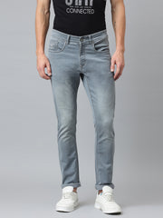 Men Light Grey Slim Fit Mid Rise Clean Look Streachable Jeans