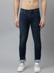 Men Indigo Tint Slim Fit Mid Rise Clean Look Strechable Jeans