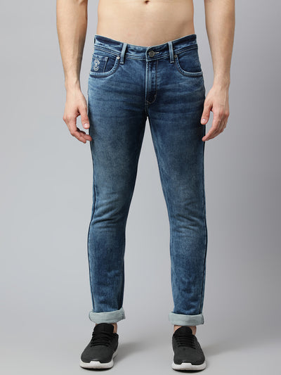 Men Ice Blue Slim Fit Mid Rise Clean Look Strechable Jeans