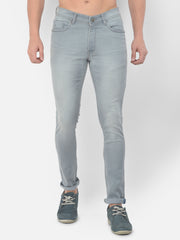 Men Grey Slim Fit Mid Rise Washed Streachable Jeans