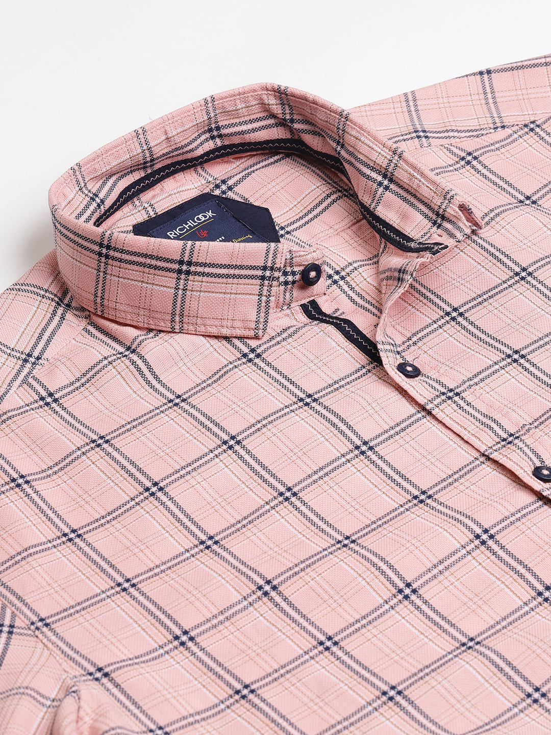 Men Pink Slim Fit Checkered Casual Shirt