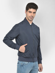 Men Navy Regular Fit Solid Jacket