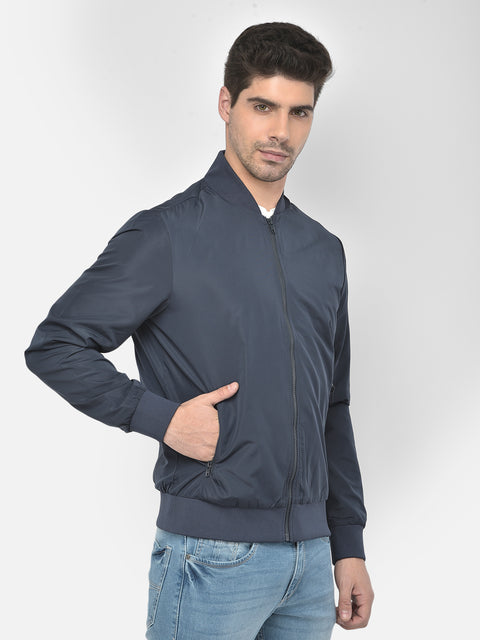 Men Navy Regular Fit Solid Jacket