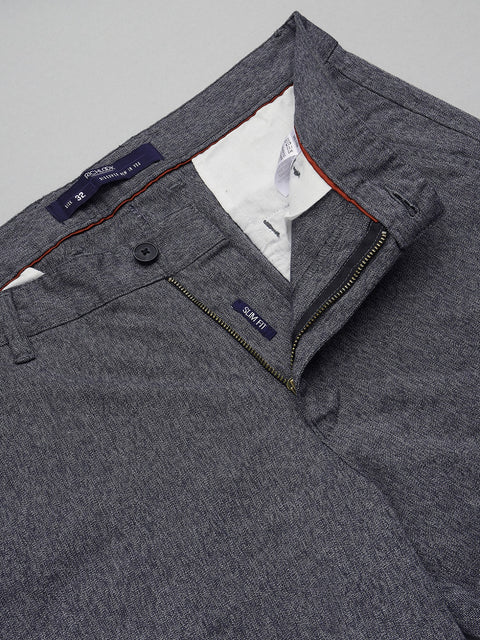 Men Grey Slim Fit Mid Rise Casual Trouser
