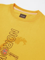 Men Yellow Regular Fit Crew Neck Sweat Shirt