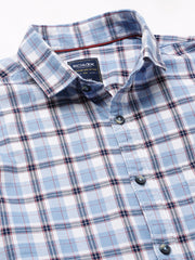 Men Sky Slim Fit Checkered Casual Shirt