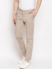 Men Beige Casual Slim Fit Trouser