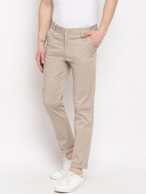Men Beige Casual Slim Fit Trouser