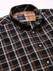 Men Black Slim Fit Checkered Casual Shirt