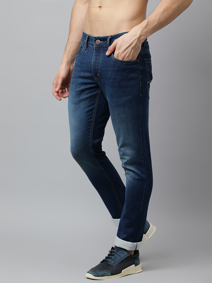 Men Tint Blue Slim Fit Mid Rise Clean Look Stretchable Jeans