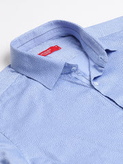 Men Blue Slim Fit Printed Club Wear Shirt