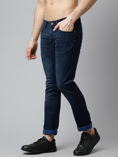 Men Indigo Slim Fit Mid Rise Clean Look Strechable Jeans