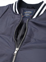 Men Navy Regular Fit Puffer Color Blocked Jacket