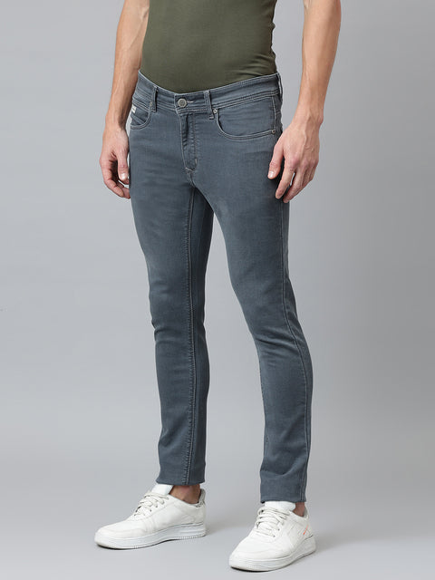 Men Dark Grey Slim Fit Mid Rise Clean Look Streachable Jeans
