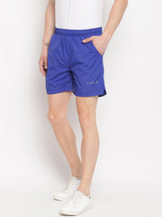 Men Royal Blue Regular Fit Side Pkt Solid Shorts