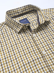 Men Khaki Slim Fit Checkered Casual Shirt