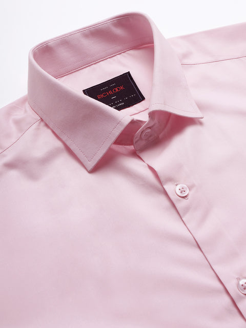 Men Baby Pink Regular Fit Solid Formal Shirt