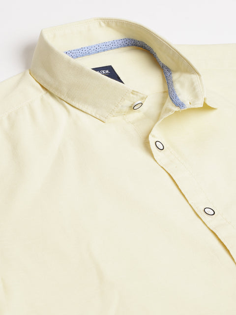 Men Yellow Slim Fit Solid Casual Shirt